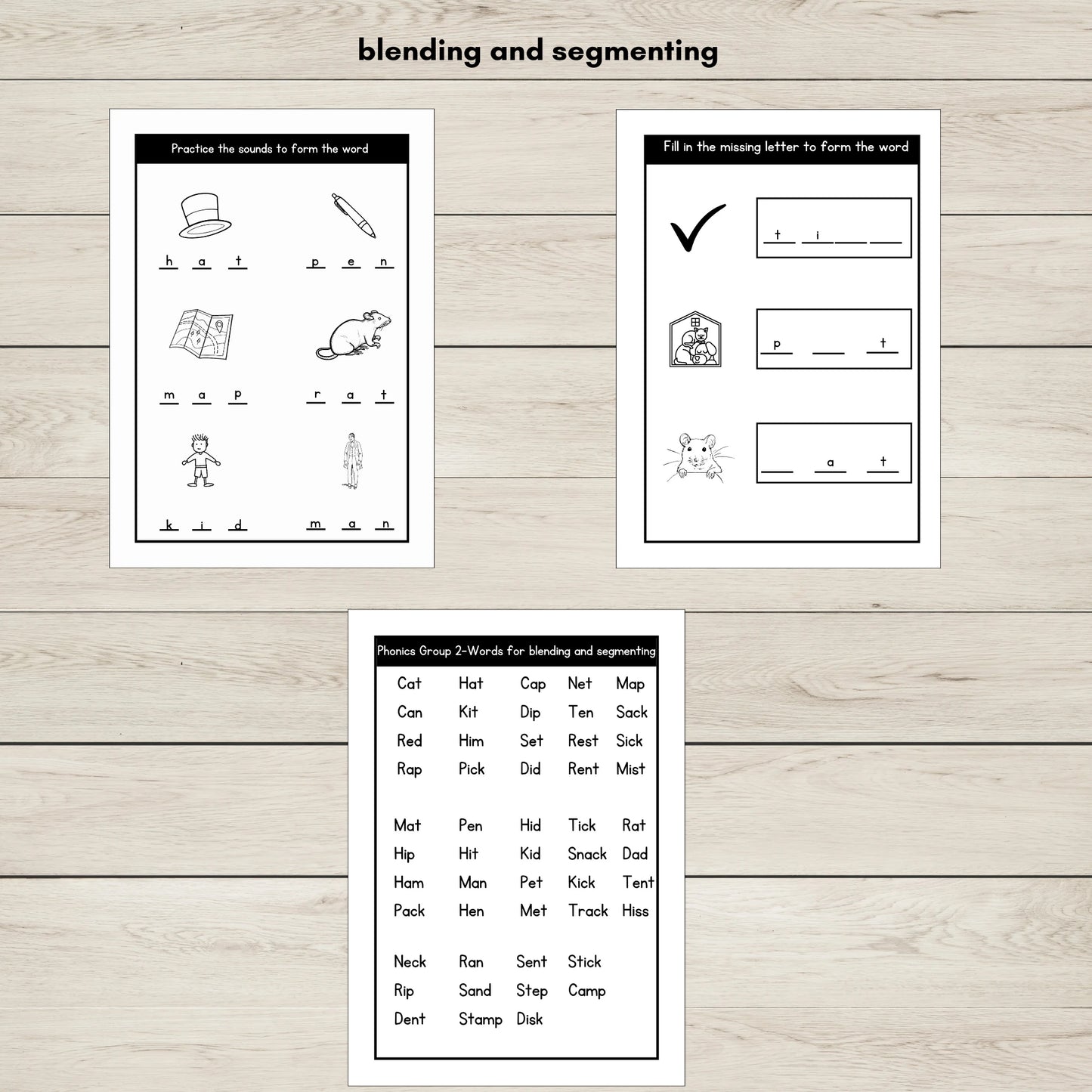 Printable phonics worksheets for blending and segmenting sounds CKEHRMD.
