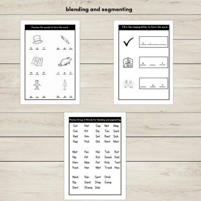 Printable phonics worksheets for blending and segmenting sounds CKEHRMD.