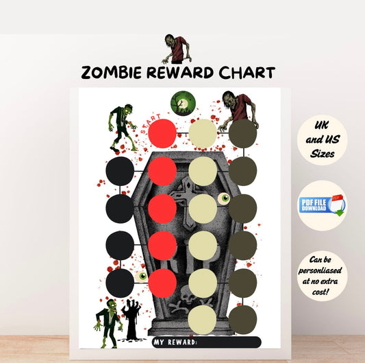 A Zombie Reward Chart Printable PDF.