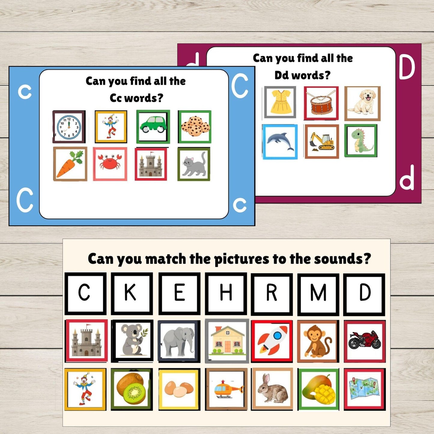 CKEHRMD phonics initial sounds game for homeschool and school learning.