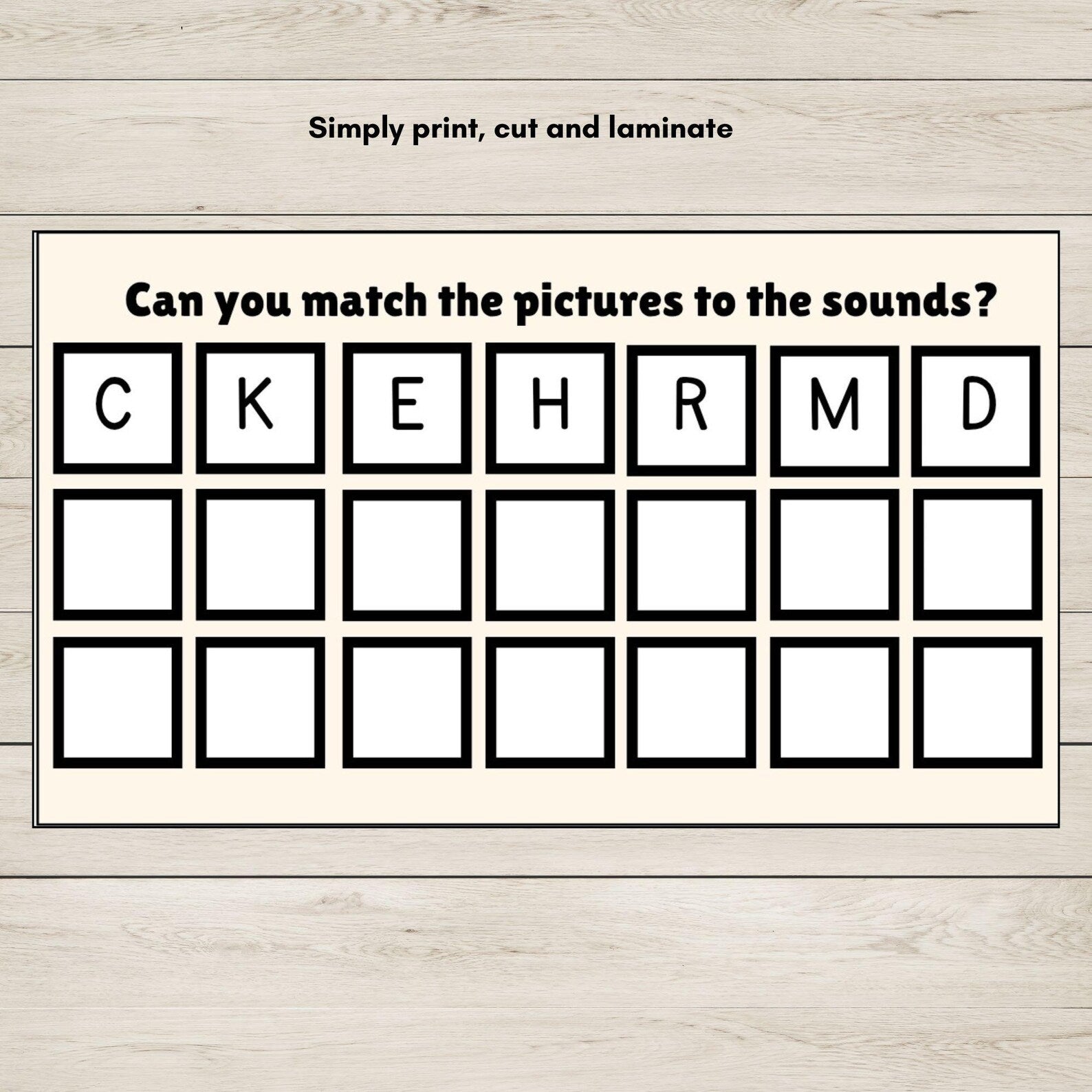 CKEHRMD  phonics letter board used for initial sound activities.