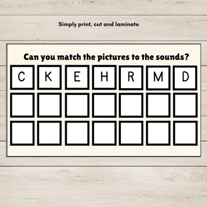 CKEHRMD  phonics letter board used for initial sound activities.