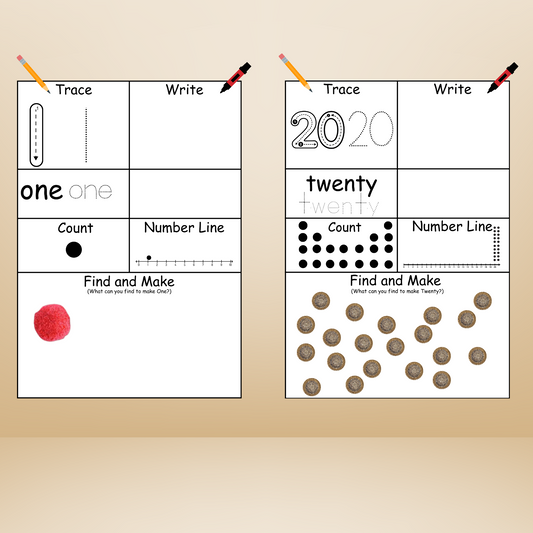 "A set of counting to 20 printable worksheets."