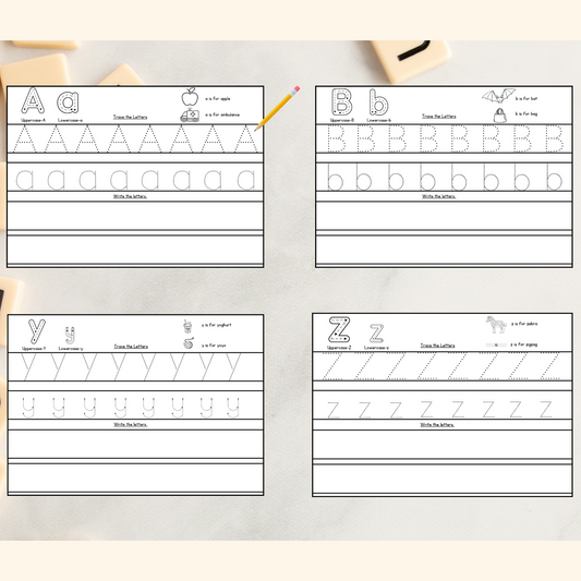 "A set of alphabet practice sheets pdf"