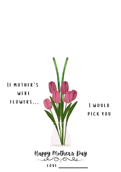 "A if mothers were flowers keepsake craft print for kids."