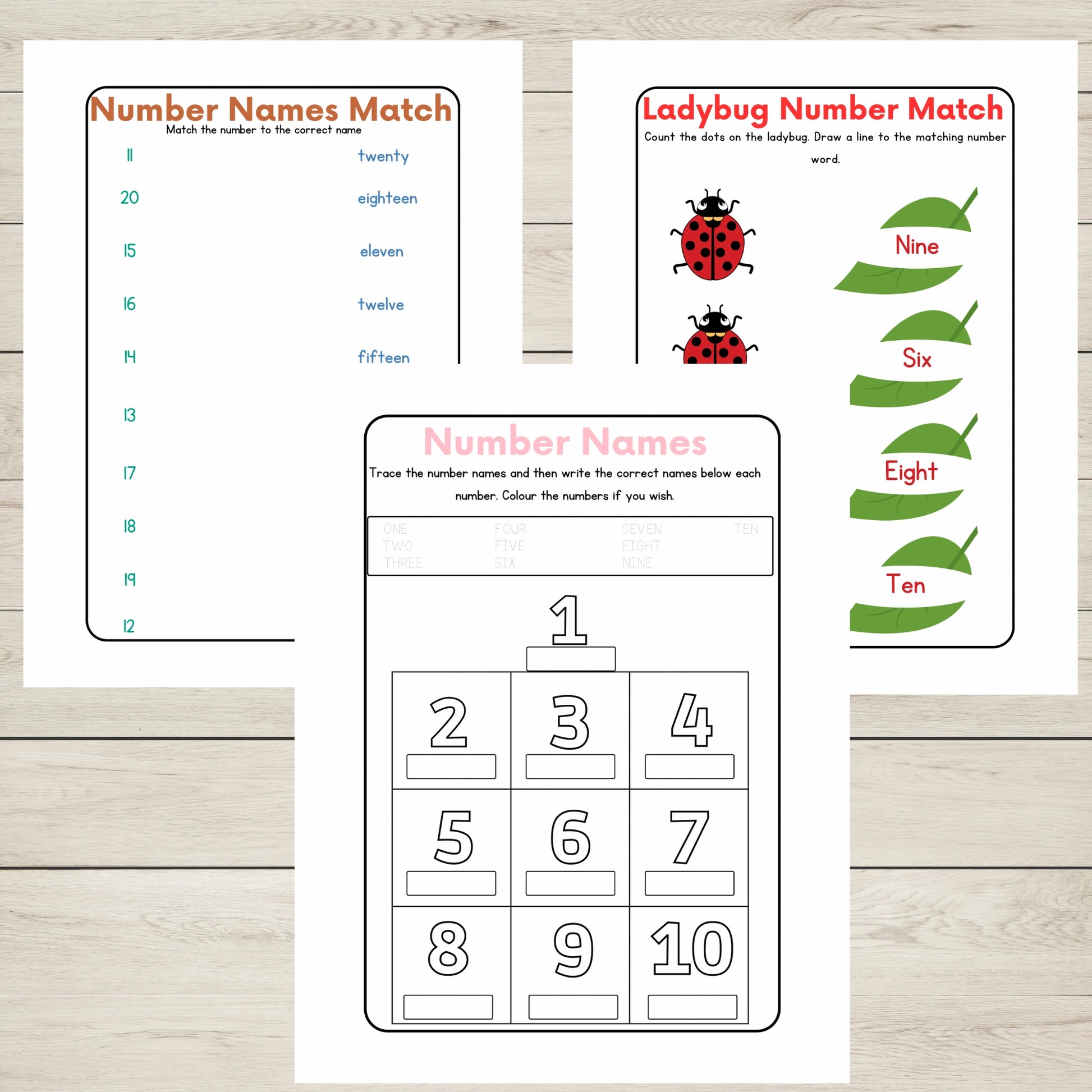 "Printable number names match worksheets.