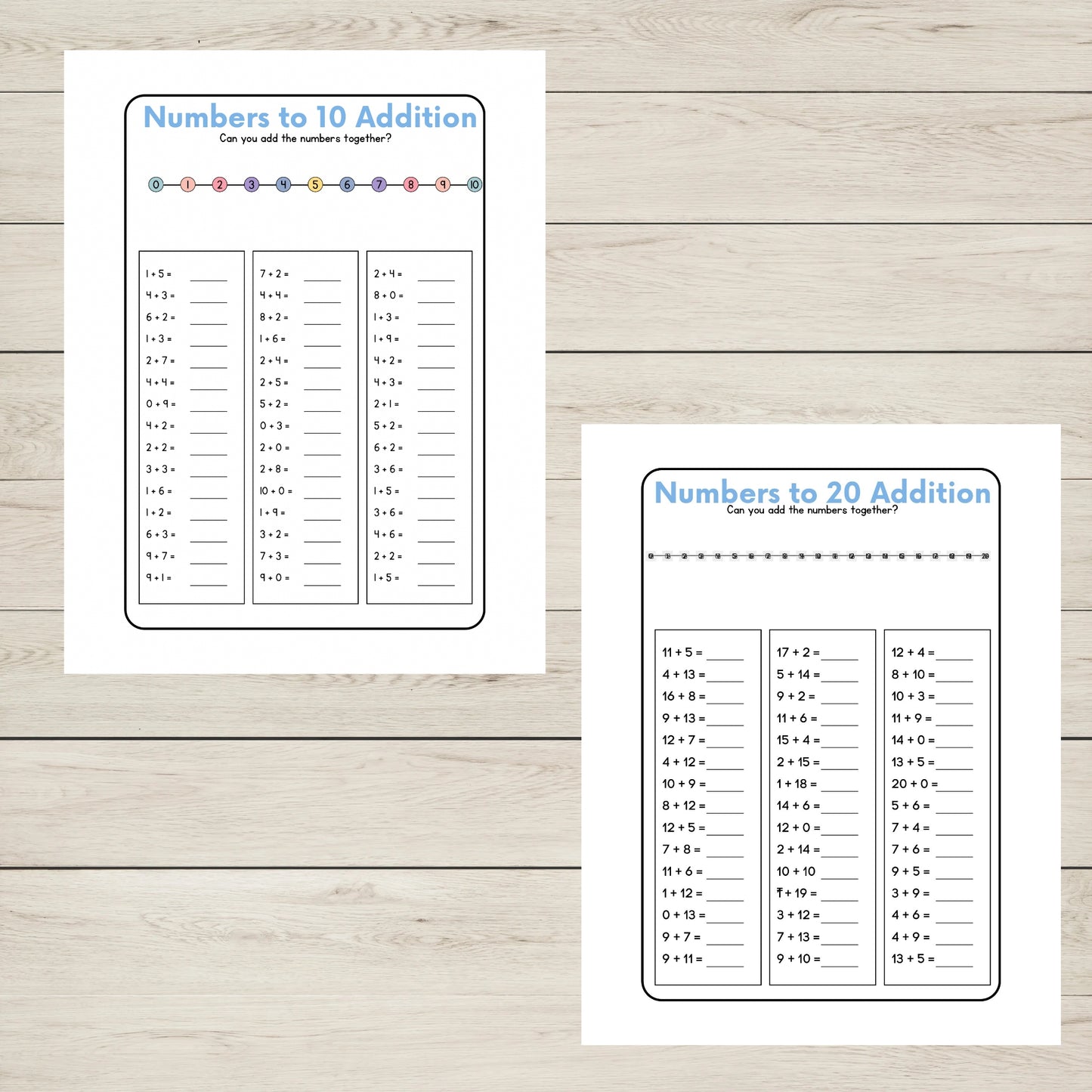 "Numbers to 20 worksheets printable."