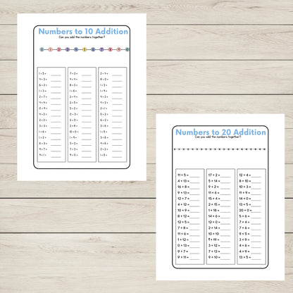 "Numbers to 20 worksheets printable."