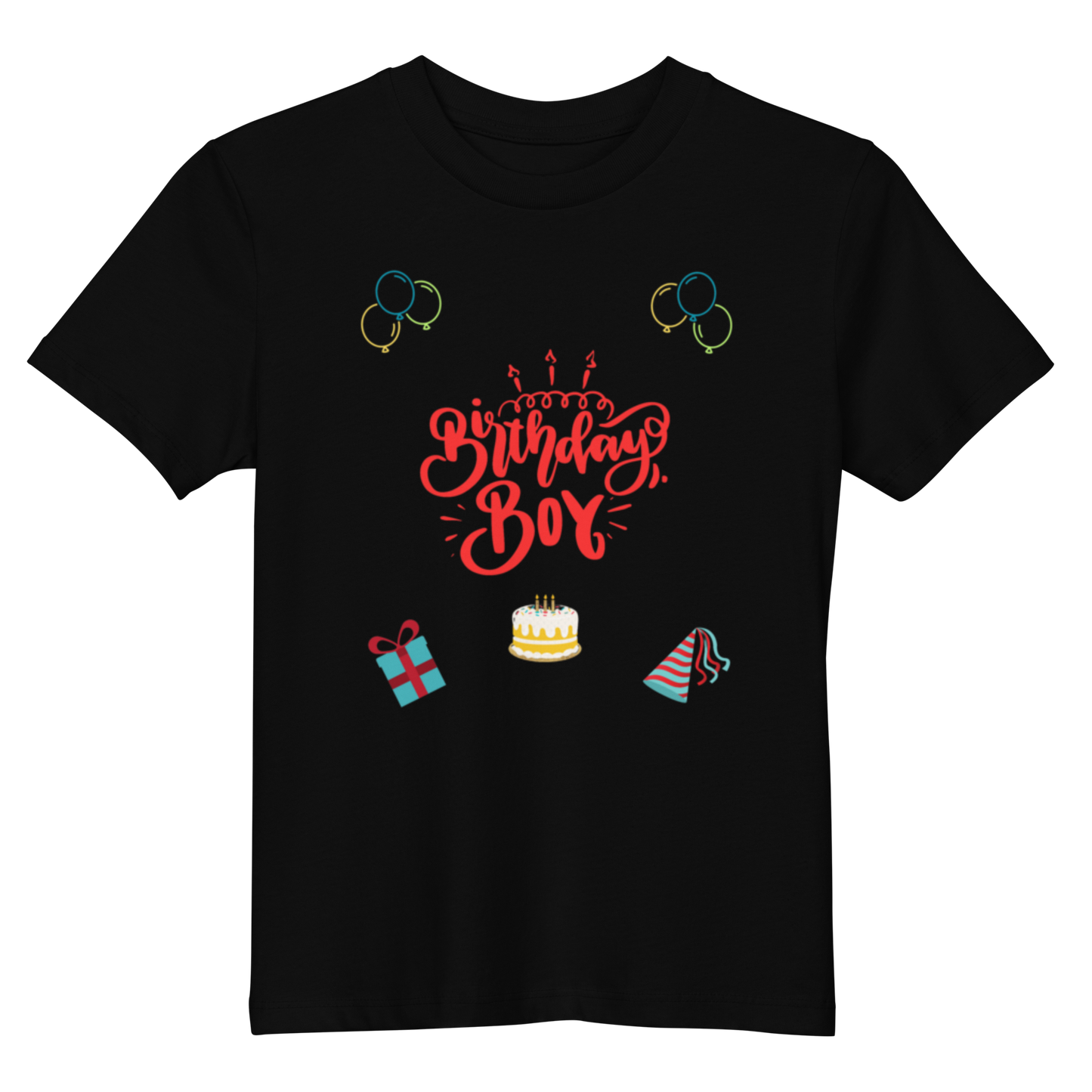 "Kids black birthday boy shirt."