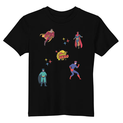 "Boys black superhero shirt."