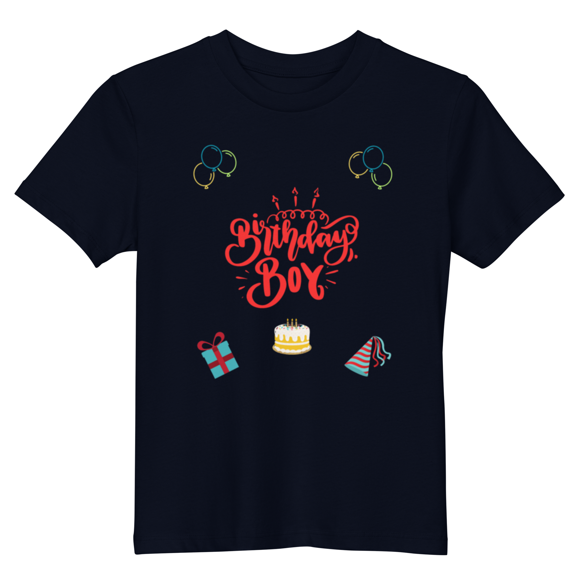 "Kids navy birthday boy shirt."