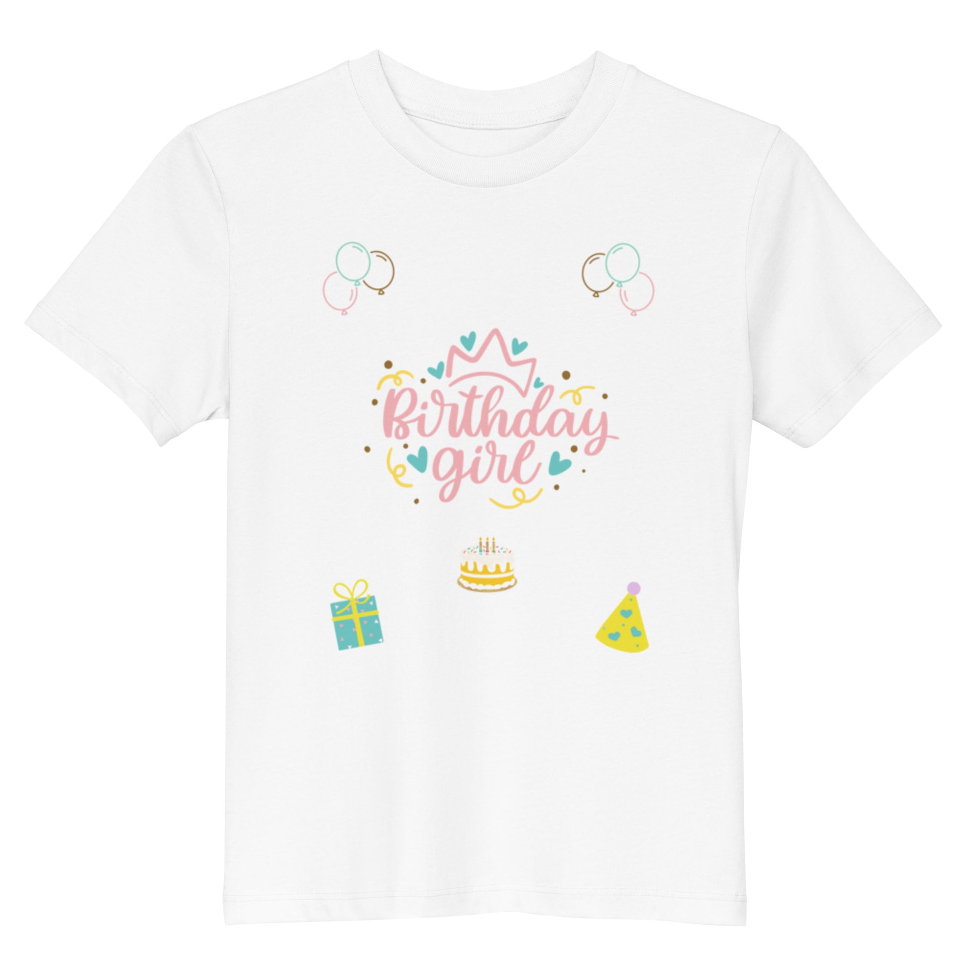 "A white birthday girl shirt."