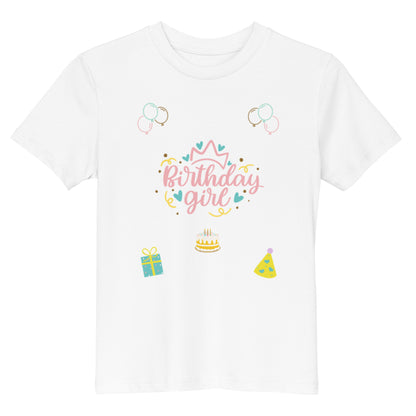 "A white birthday girl shirt."