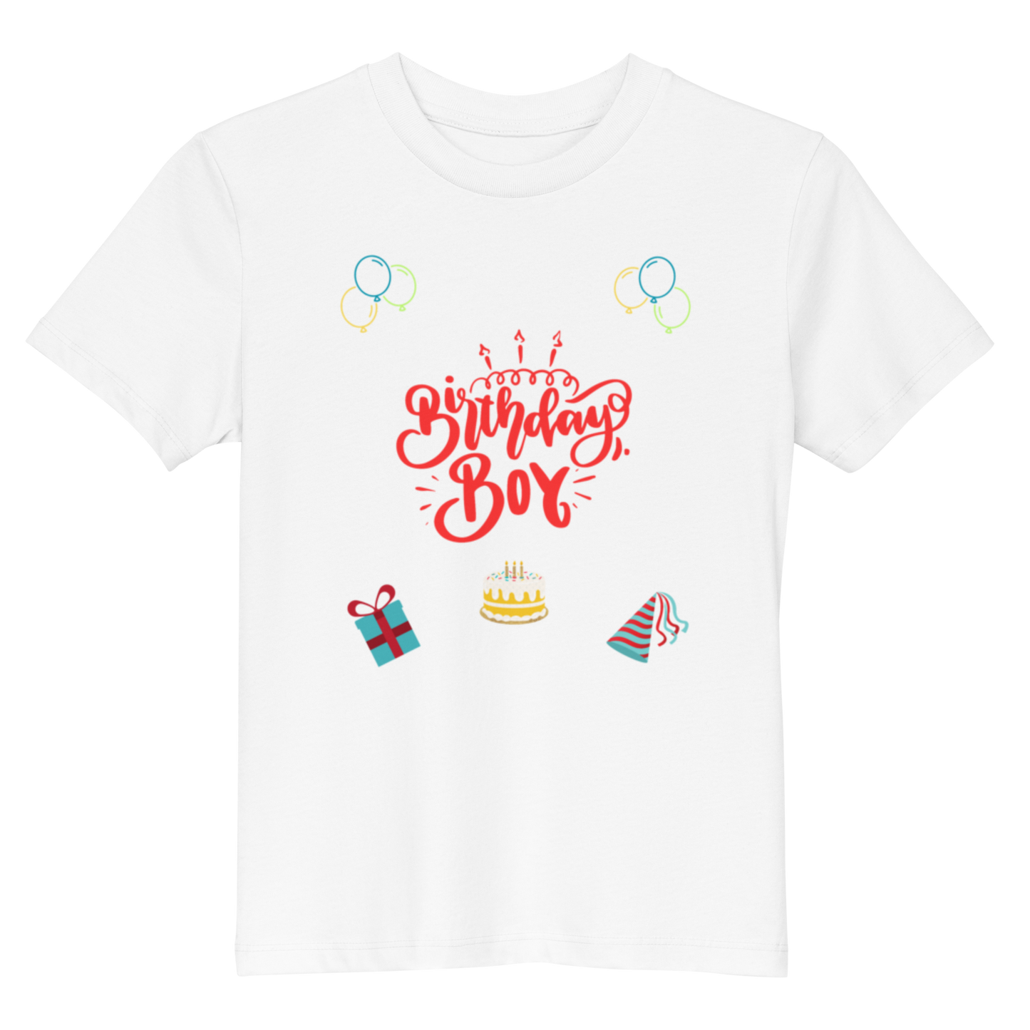 "Kids white birthday boy shirt."