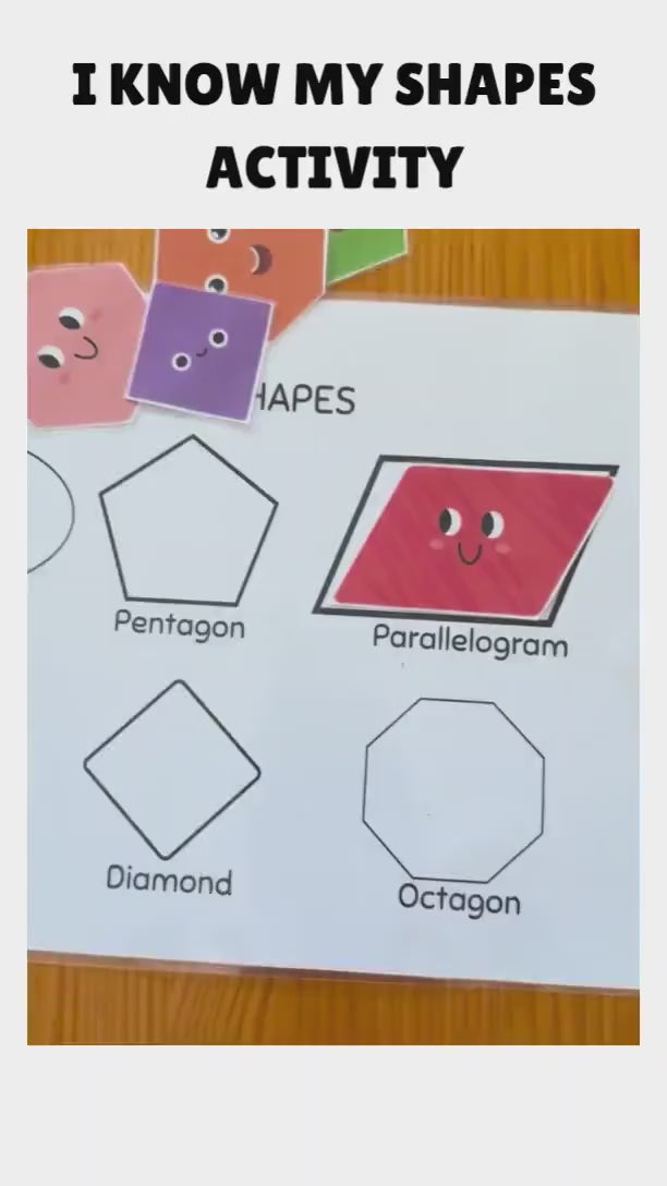 A video showing a printable free i know my shapes activity. 