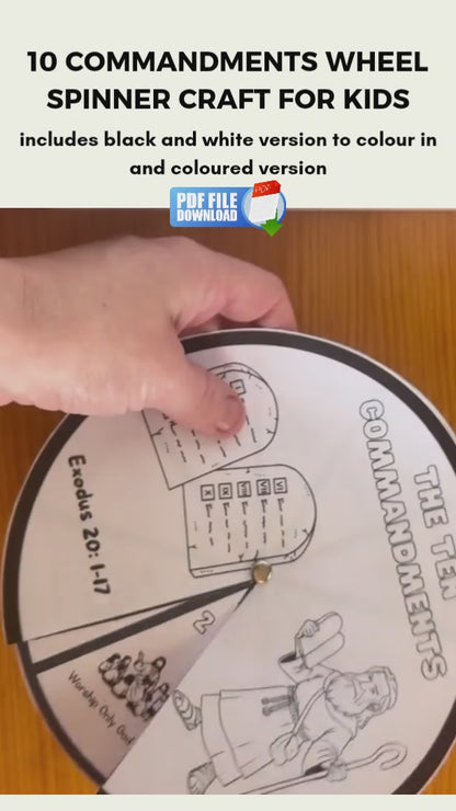 10 Commandments wheel craft video for kids printable Bible activity.