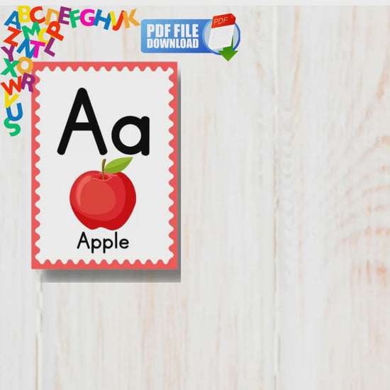 A video showcasing printable alphabet flashcards for kids. 