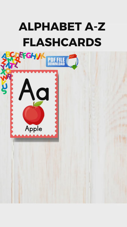 A video showcasing printable alphabet flashcards for kids. 