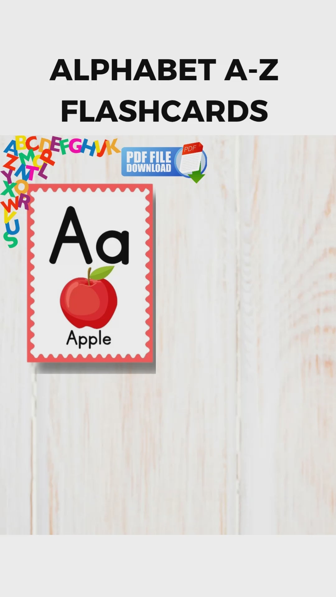 A video showcasing printable alphabet flashcards for kids. 