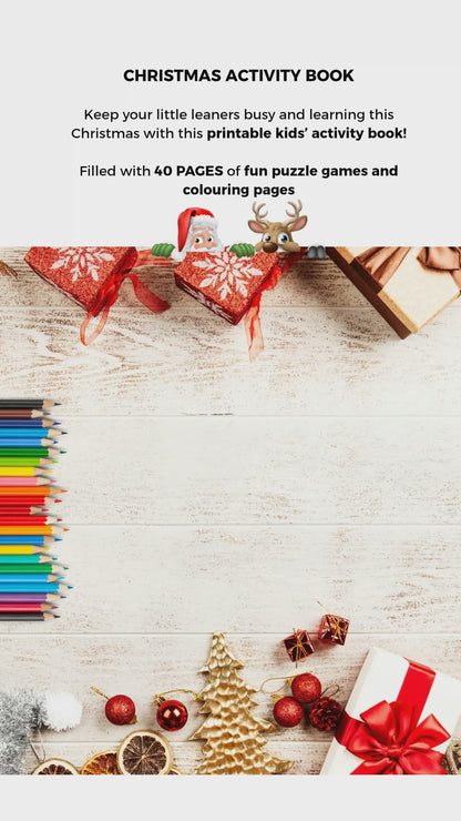 A video showing a printable Christmas Activity and Colouring book for Kids.