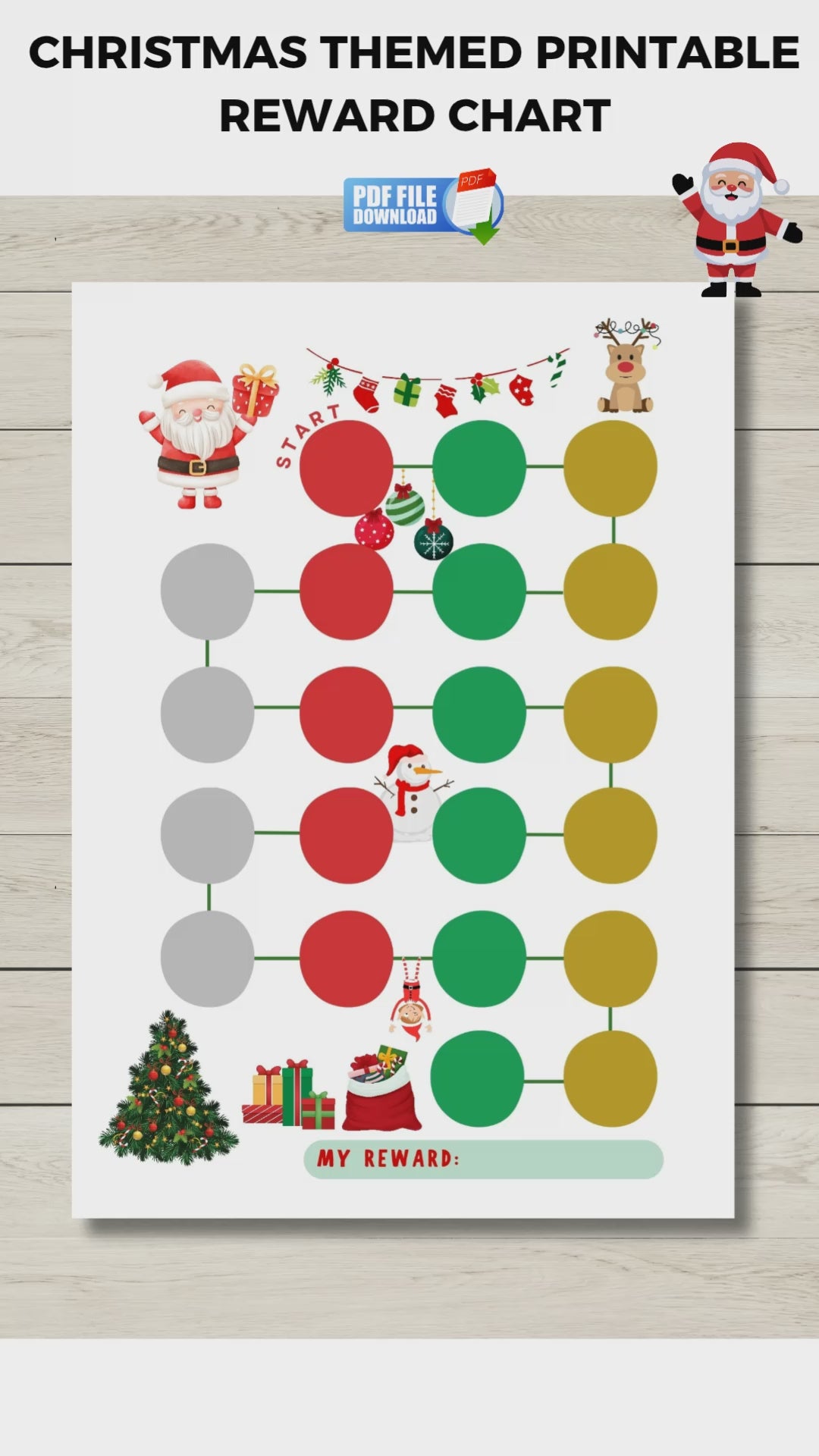 A video featuring a printable Christmas reward chart.