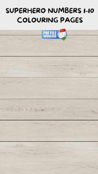 A video featuring printable Superhero Numbers 1–10 Colouring Pages for Kids