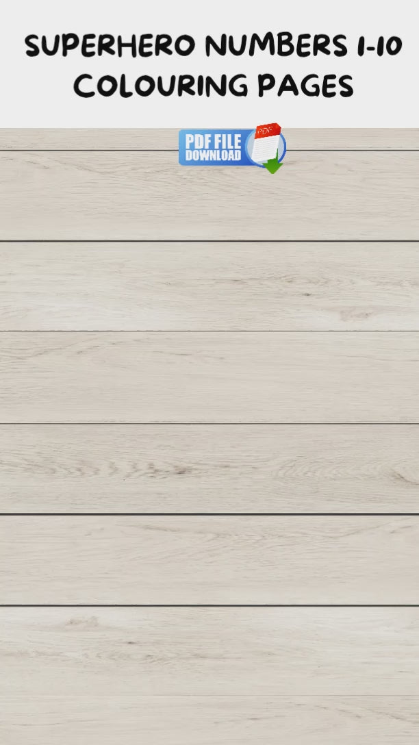 A video featuring printable Superhero Numbers 1–10 Colouring Pages for Kids