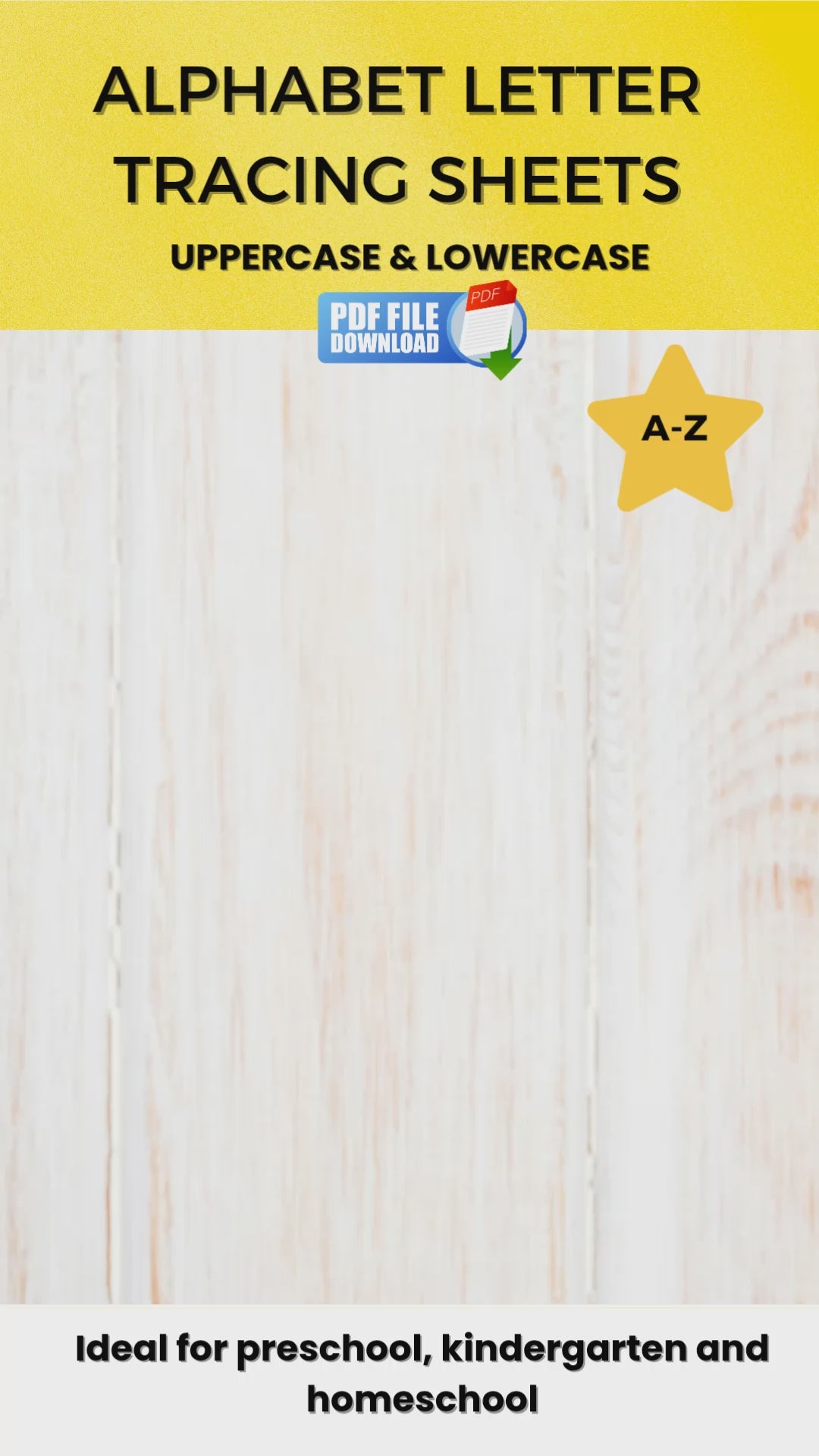 Preview of Printable Alphabet Letter Tracing Worksheets PDF – Uppercase & Lowercase A–Z for Early Learners.