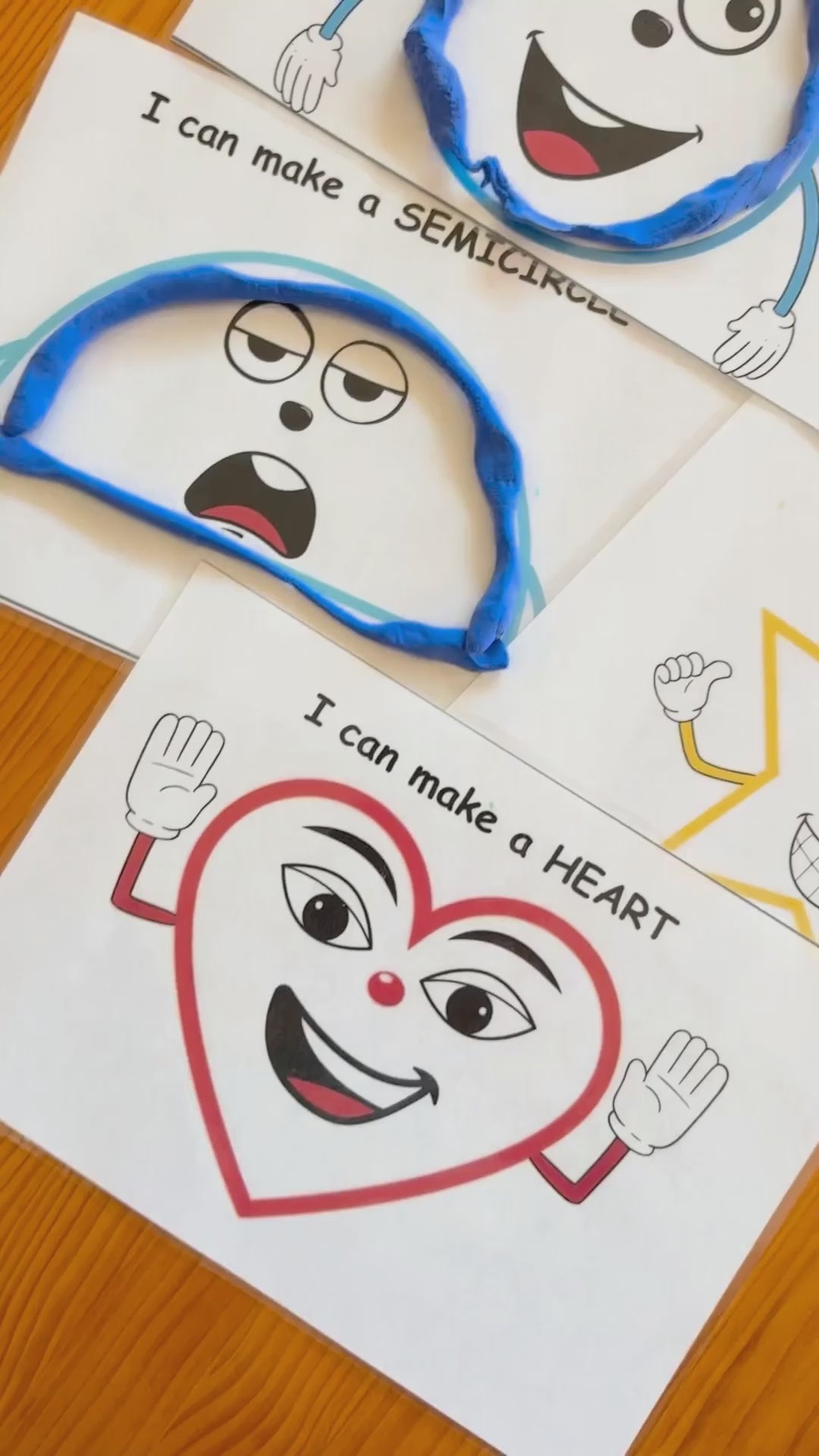 A printed set of shape playdough mats for early math skills. 