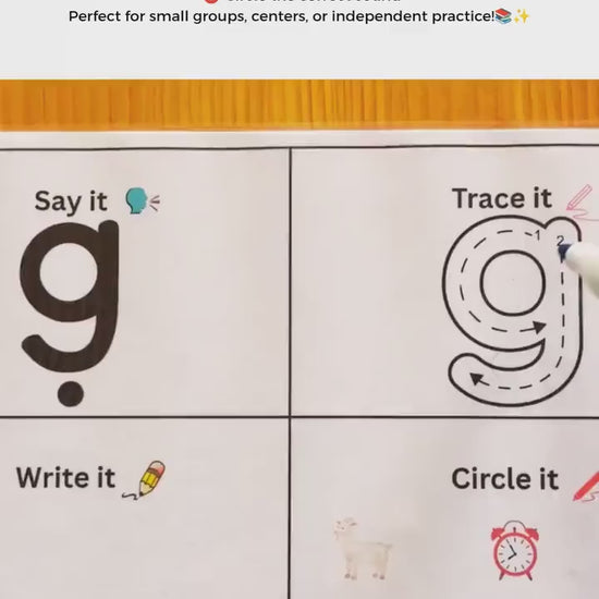 A video showing phonics activity boards with the sounds GOULFB.