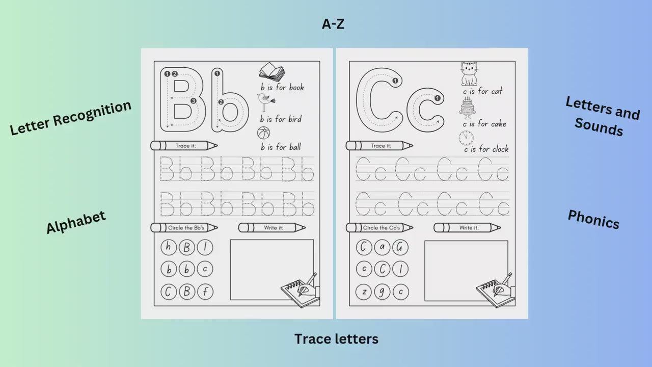 A video of A to Z letter tracing worksheet for developing fine motor and literacy skills.