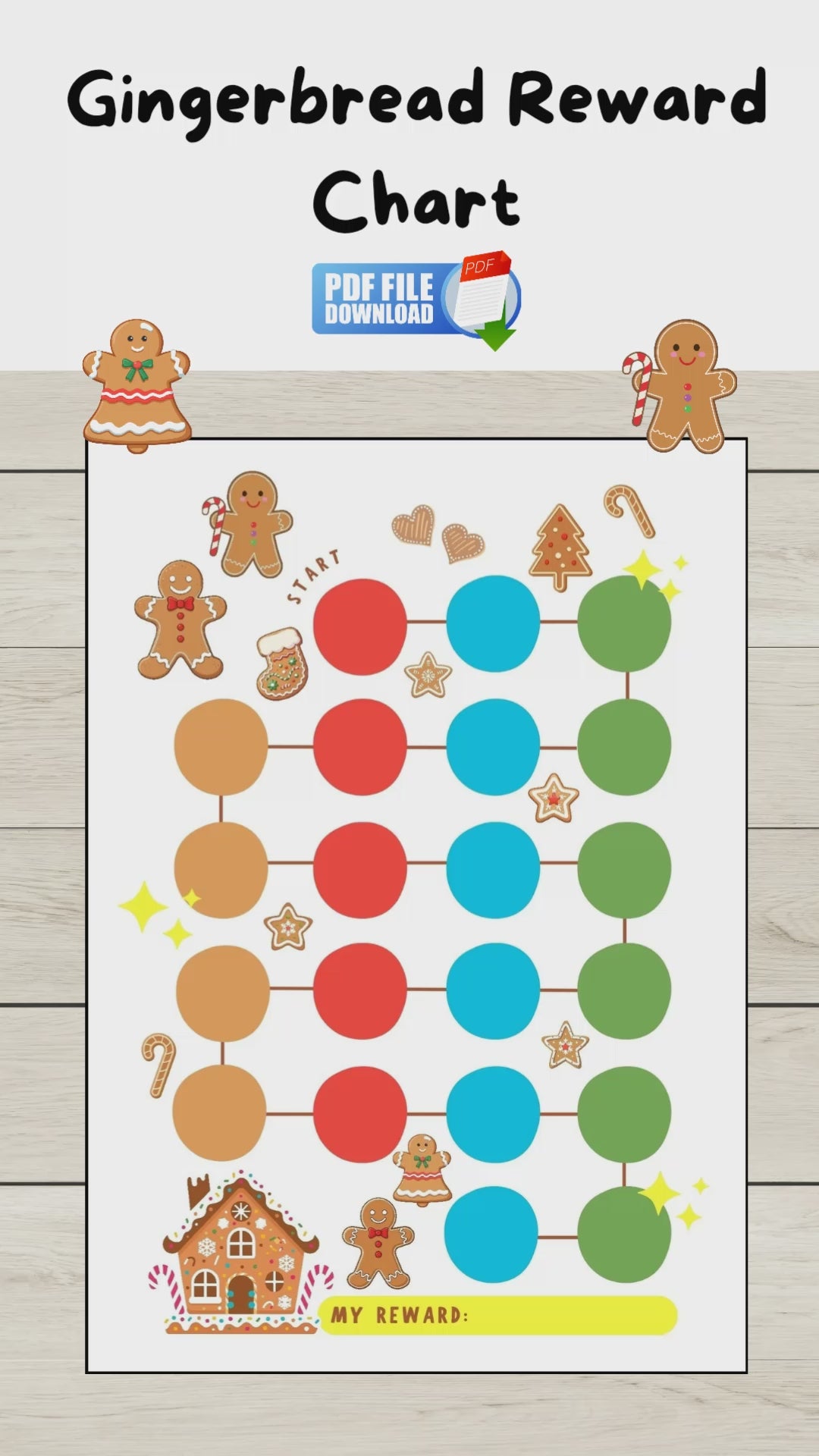 A video featuring a gingerbread reward chart printable for kids.