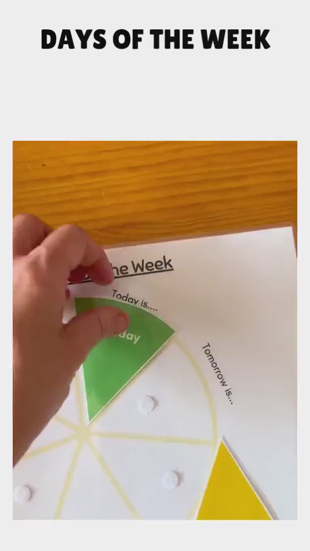 A video showcasing a free printable days of the week activity for early learners.