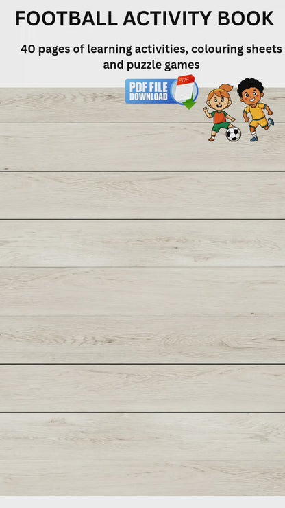 Children’s football colouring, puzzles and learning activity pages