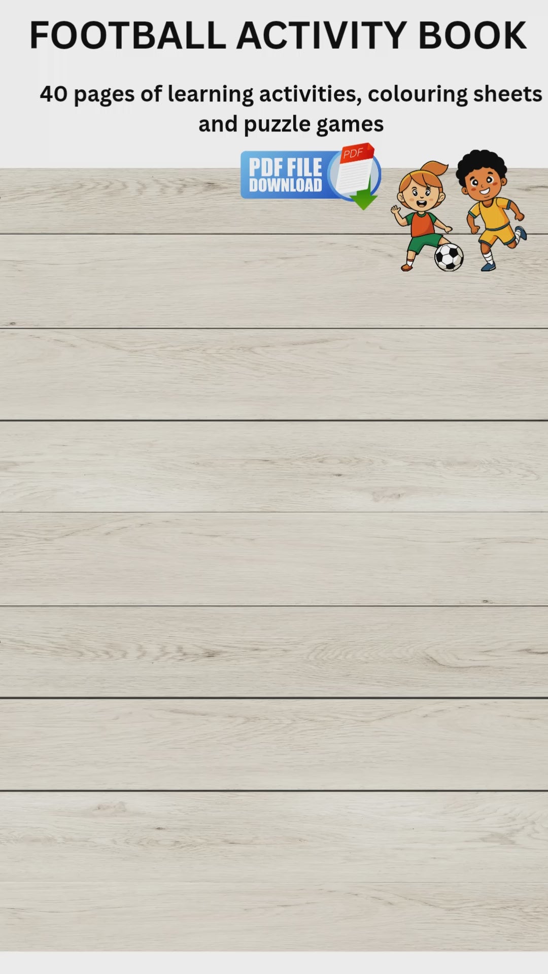 Children’s football colouring, puzzles and learning activity pages