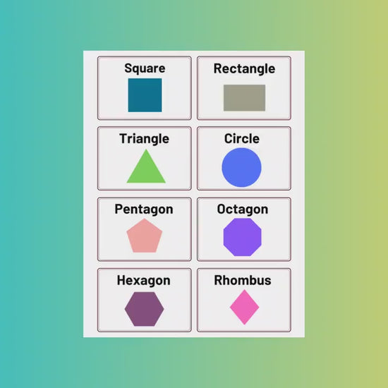 Video demonstration of printable 2D shapes flash cards for preschool and kindergarten-educational tool for early shape recognition and learning.