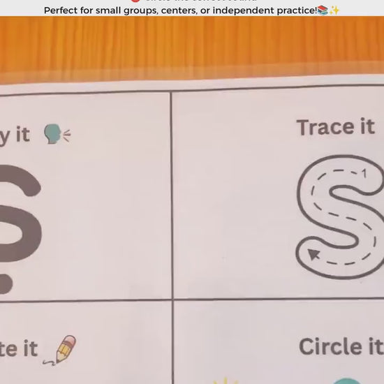 A video showing activity boards featuring the sounds SATPIN to support phonics learning.