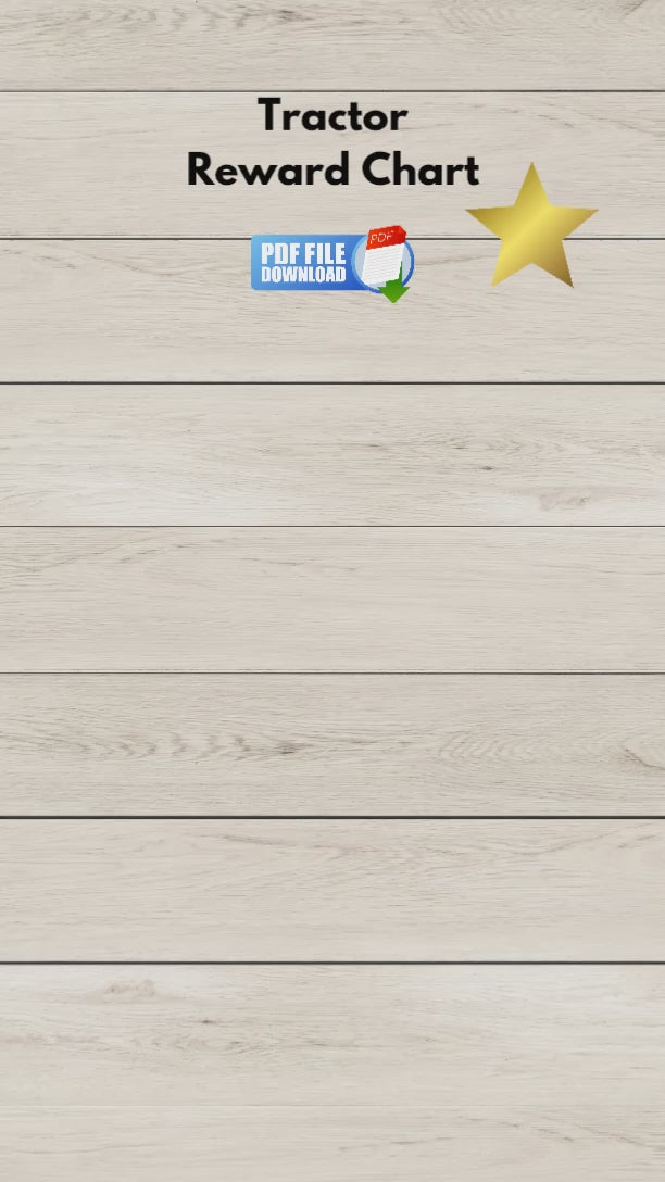 Video preview of a printable tractor-themed reward chart for kids, showing colourful design, behavior tracking spaces, and suggested use with stickers or markers.
