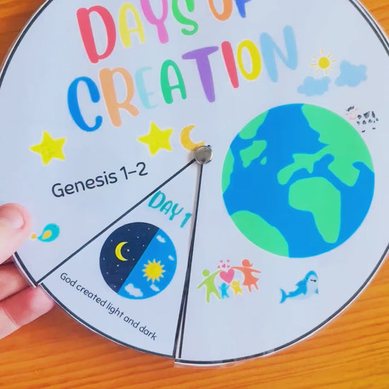 A video showing a Days of Creation Wheel Craft for kids. Ideal for Sunday School, VBS or Christian Activities. 