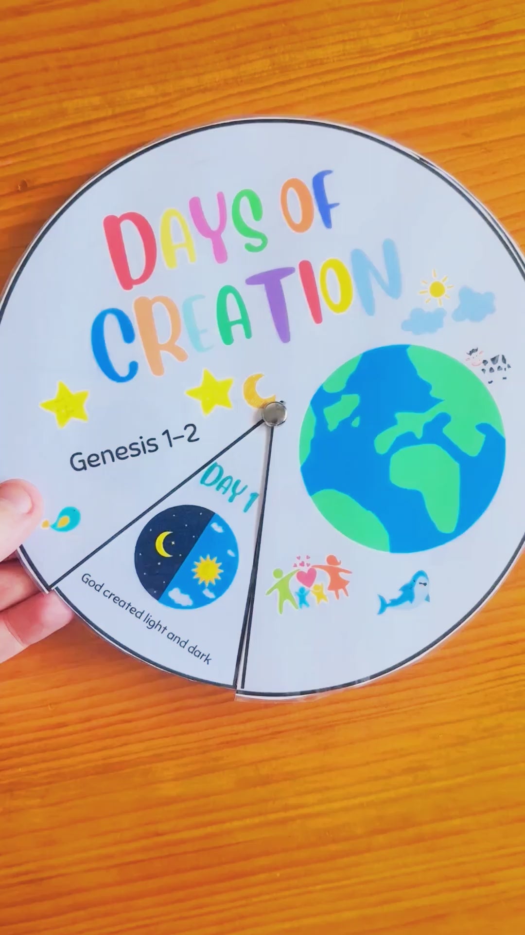 A video showing a Days of Creation Wheel Craft for kids. Ideal for Sunday School, VBS or Christian Activities. 