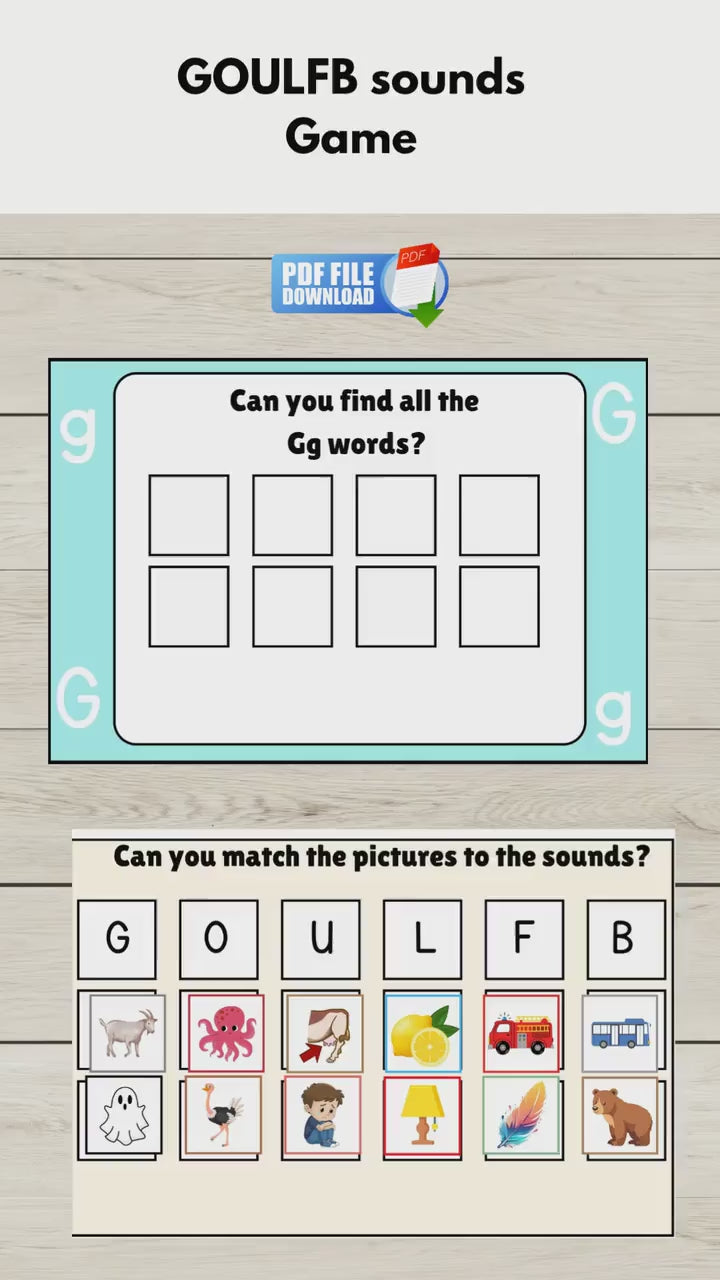GOULFB phonics initial sounds game printable for early literacy.
