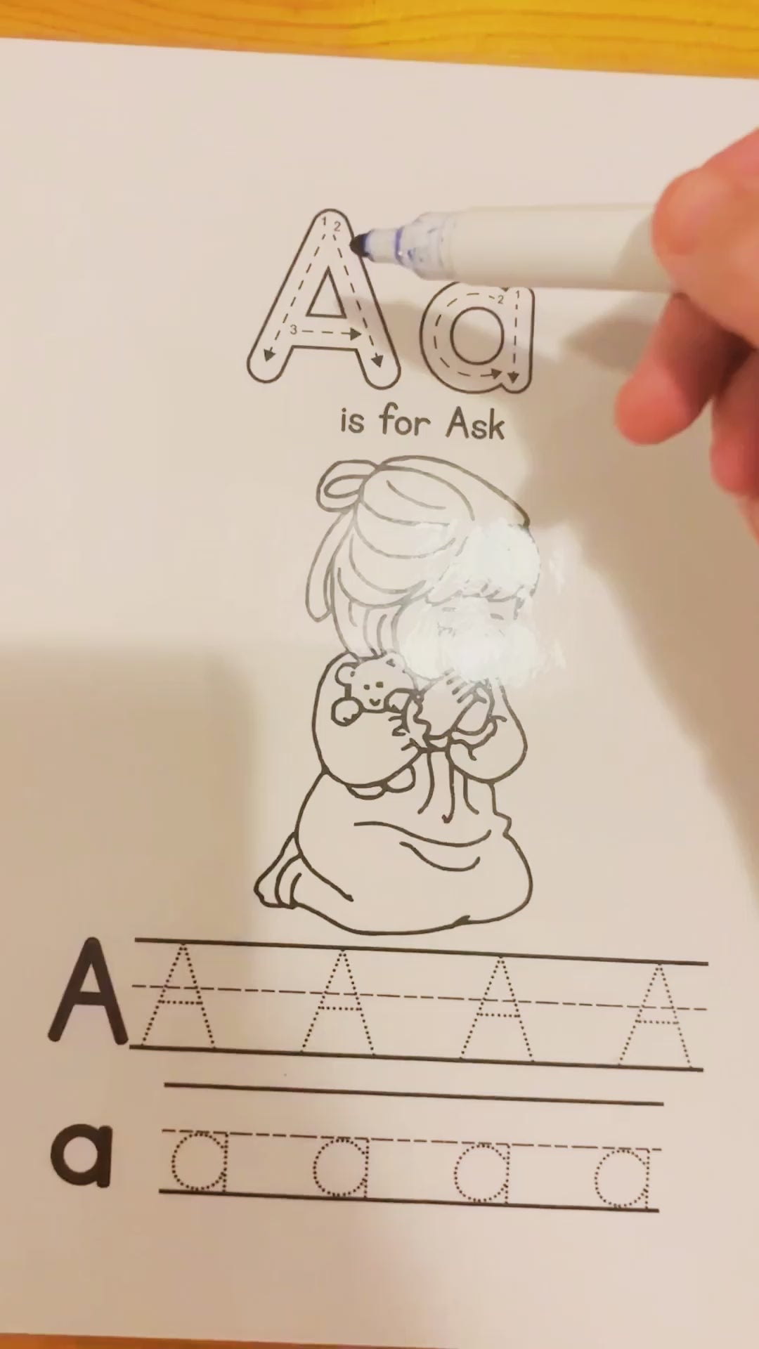 A video showing the letter A activity sheet as part of Bible Alphabet Phonics Printable Activity Sheets for Kids. 