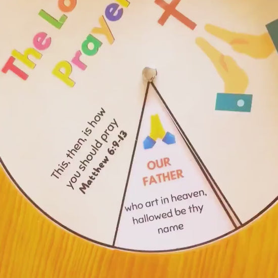 A  video showing a Printable Lord's Prayer Craft Wheel Activity for Kids. 