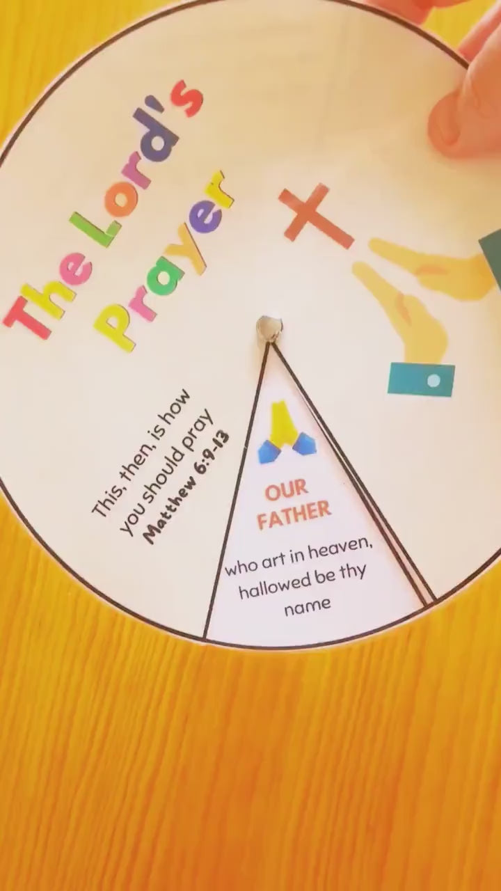 A  video showing a Printable Lord's Prayer Craft Wheel Activity for Kids. 