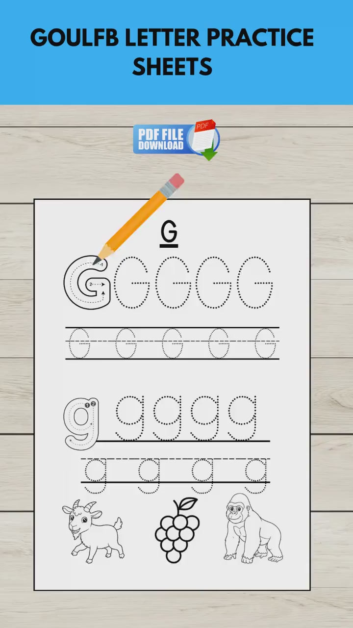Video demonstrating GOULFB letter tracing sheets for early phonics practice.