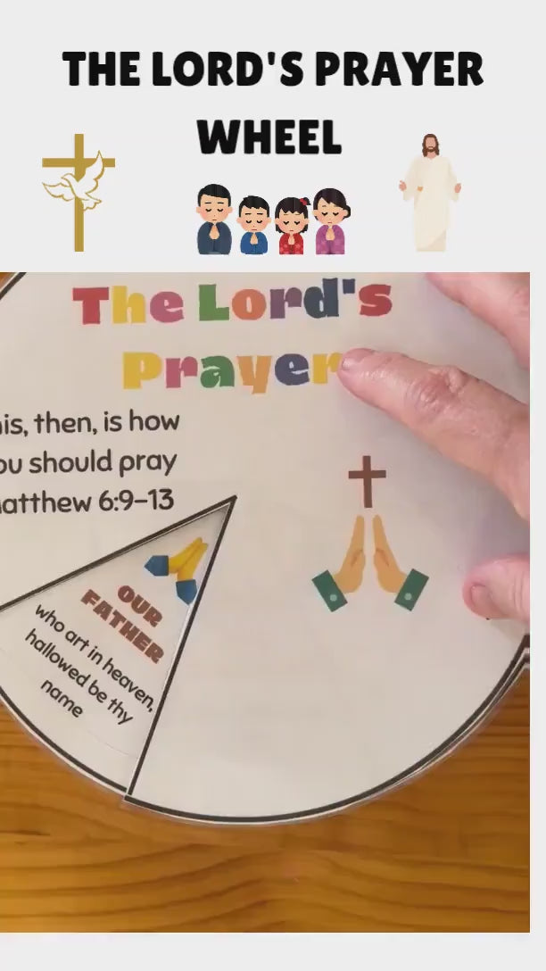  A wheel craft spinner for kids to learn the Lord's prayer.