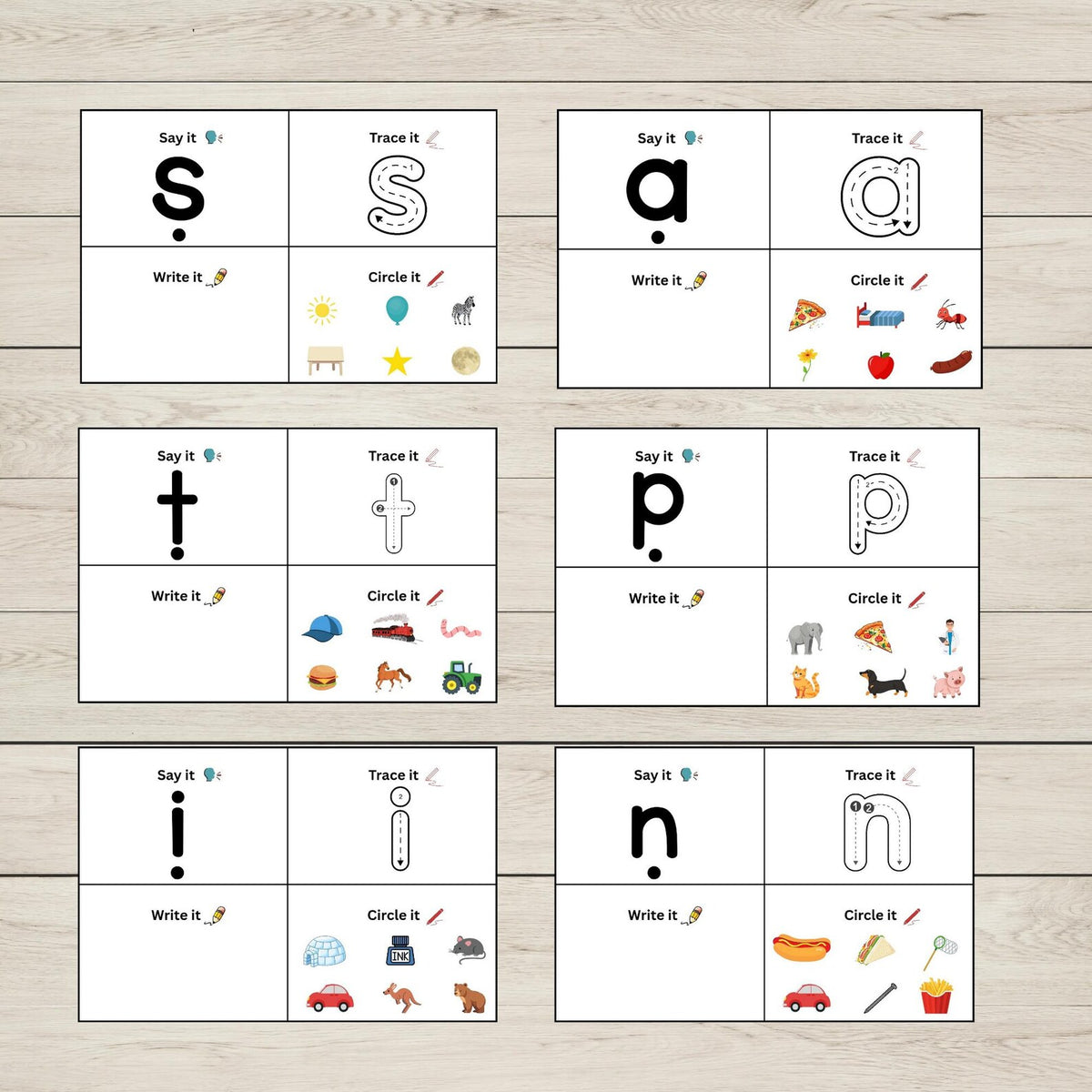 Satpin Sticker Activity SATPIN Activity Boards - Beginning Sounds Practice – magicalminikids