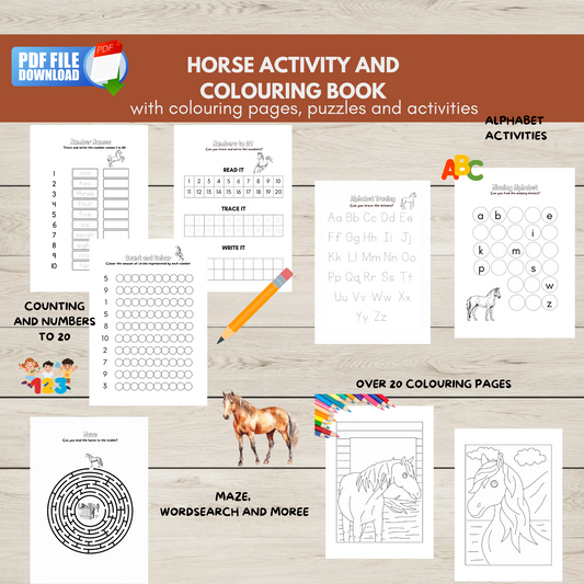 printable horse activity book for kids