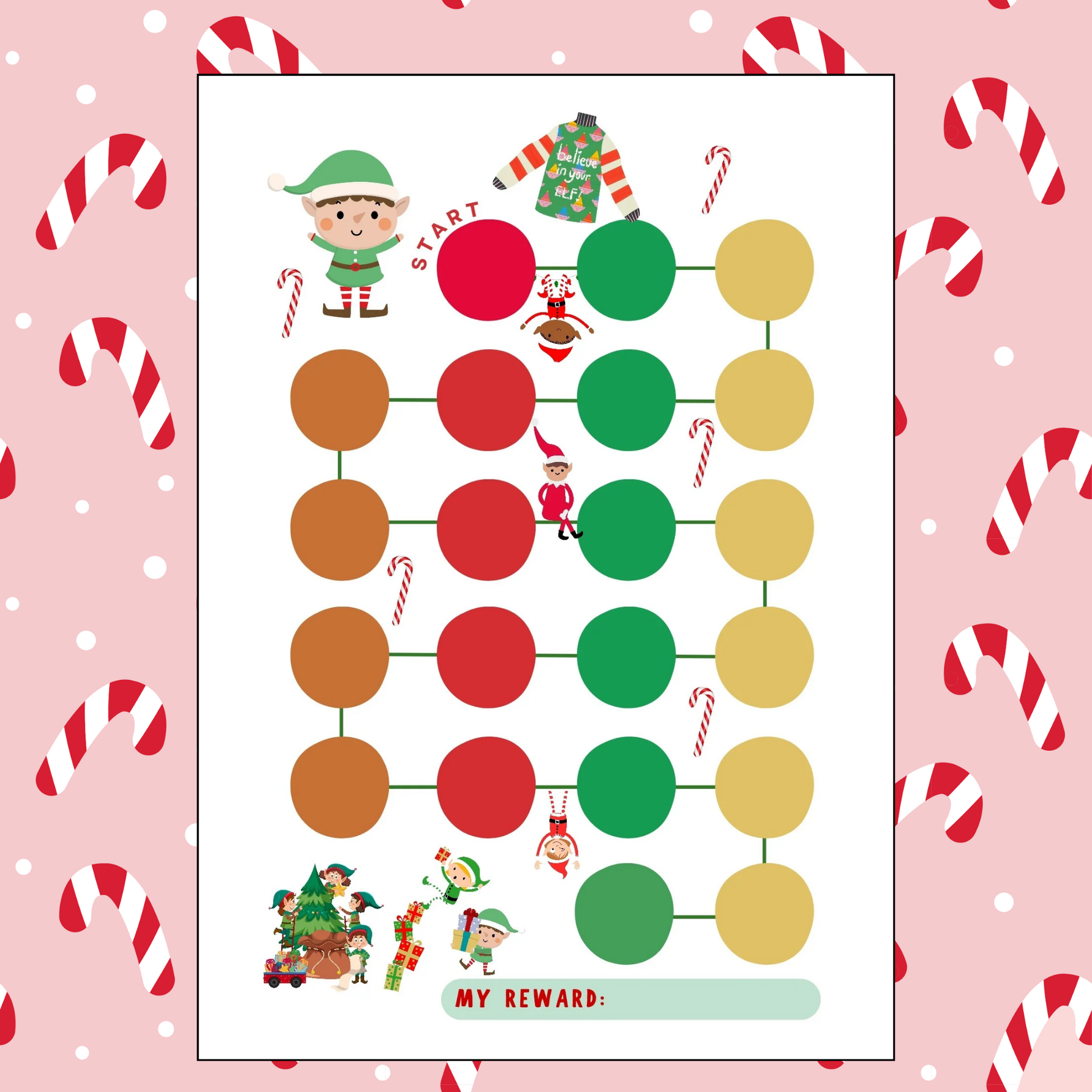 "a printable elf reward chart for kids."