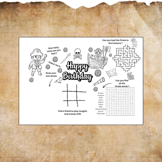 "a pirate birthday printable activity sheet"